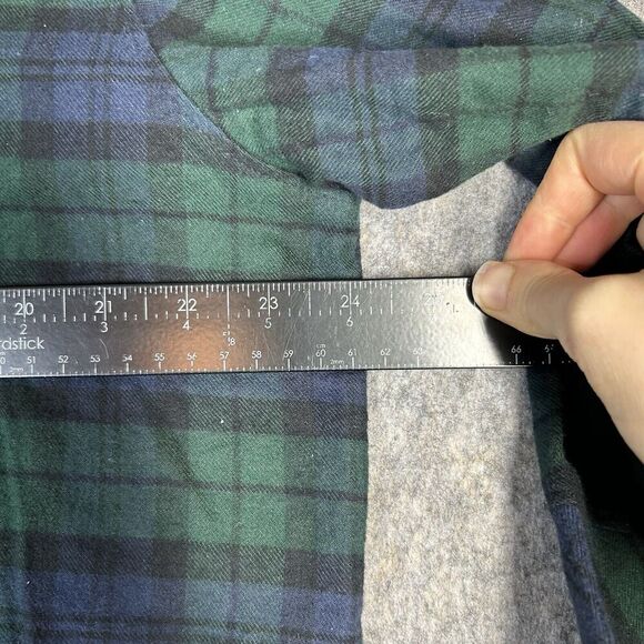 Pendleton Pajama Shirt Large Flannel Cotton Blue Green Button Down - Picture 7 of 7